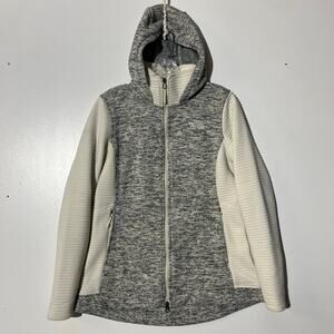 The North Face Indi Rib-Knit Full Zip Gray Cream Outerwear Sweater Womens Size M